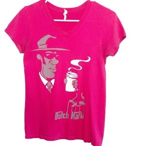 Dutch Bros Women’s Dutch Mafia Pink Gray SMALL+MEDIUM+LARGE VINTAGE RARE V-NecK